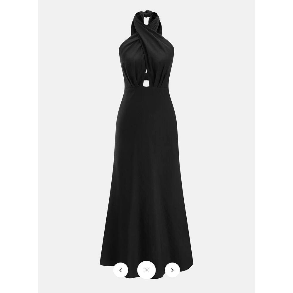 NWT Commense Cotton Linen Halter Neck Cut-Out Maxi Dress Sz XL - Picture 3 of 6